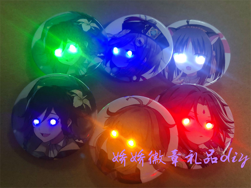 Ied Glowing Badge Flashing Light Electric Eye 58mm Chest Badge Name Tag Ied Glowing Badge Flashing Light Electric Eye 58mm Chest Badge Name Tag