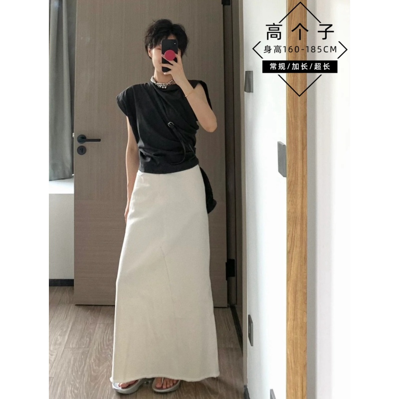 Extended Version 175 Tall Figure Old Money Style White Linen Midi Skirt for Women, Summer Elegant Slimming Drapey Long Skirt Extended Version 175 Tall Figure Old Money Style White Linen Midi Skirt for Women, Summer Elegant Slimming Drapey Long Skirt