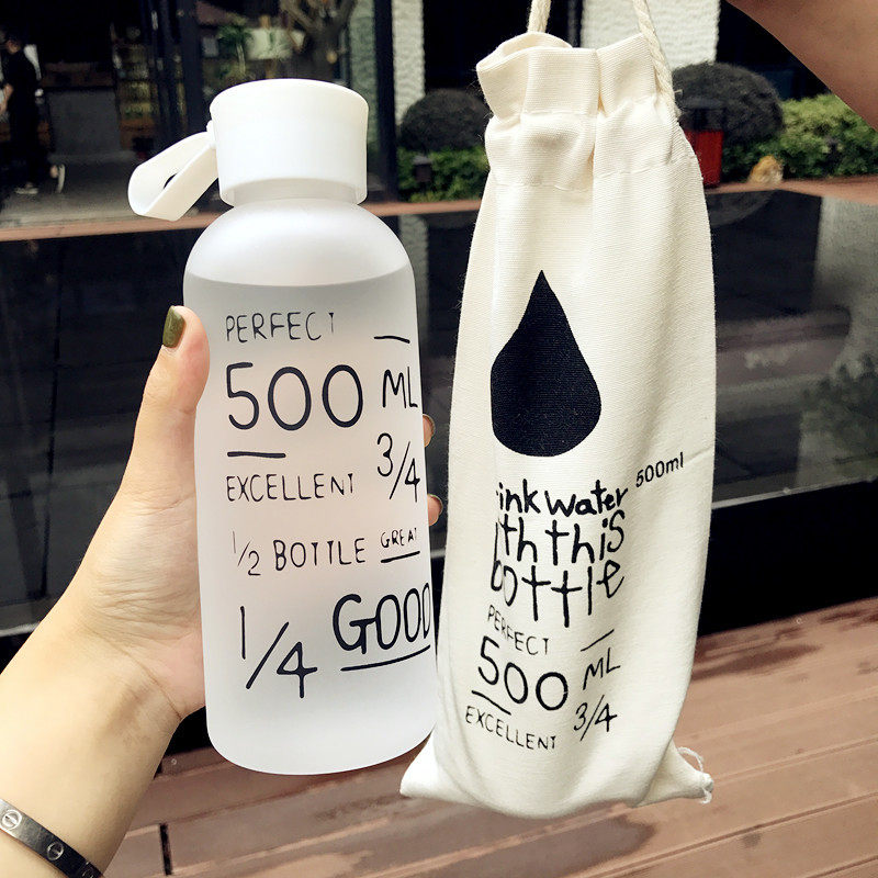 Male and female students drinking water cup household summer portable large-capacity anti-fall frosted plastic Korean teacup