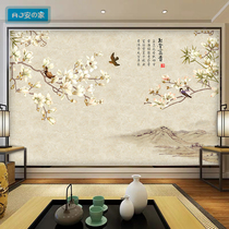 Living Room Bookhouse Flower bird Decorative Guard Plate Customised Bamboo Wood Fiber Integrated Wall Panels Modern New Chinese TV Background Wall