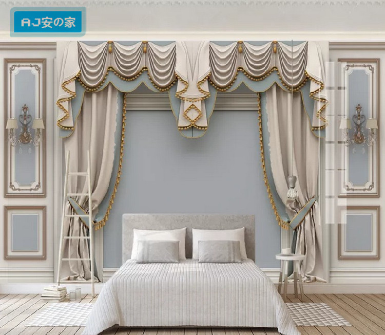 8D modeled curtain shape sofa bedroom bed fastener wall TV Bamboo wood fiber integrated wall board