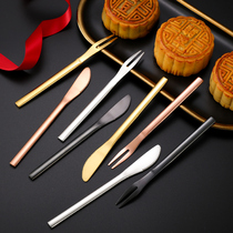 304 stainless steel fruit fork mooncake knife fork sweet knife fork knife pastry knife home creative mooncake fork with small fork