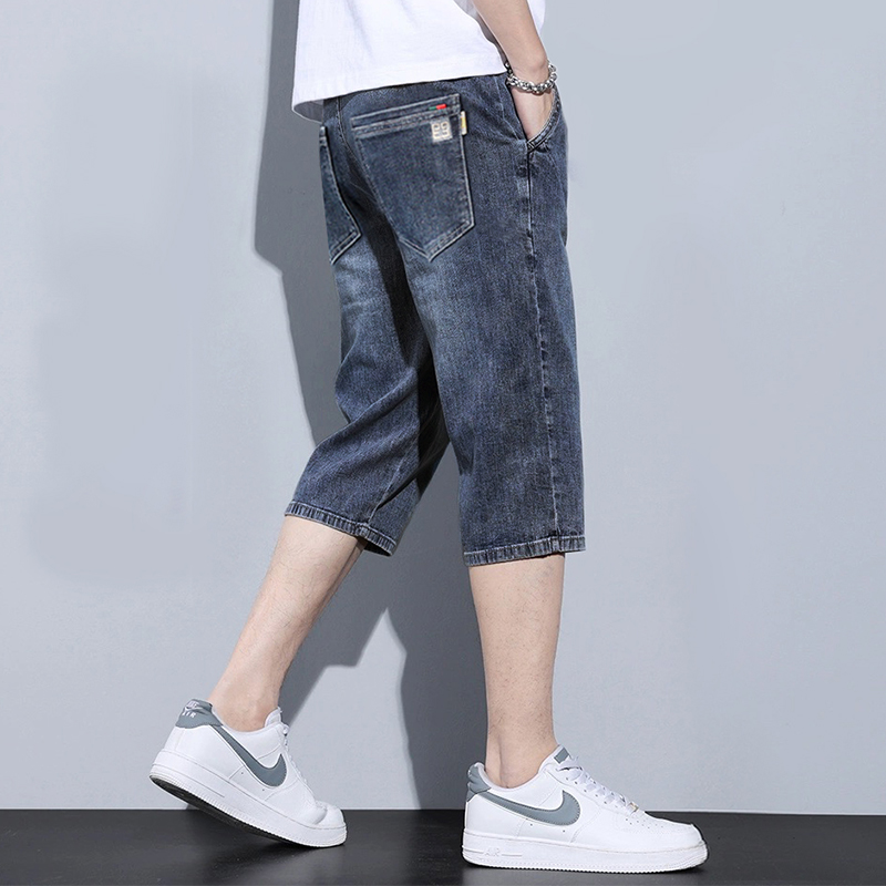 デニムショートパンツ 2025 新作 メンズ ゆったり ストレート 夏 薄手 ファッション ブランド 伸縮性 七分丈 カジュアル ハーフパンツ 7