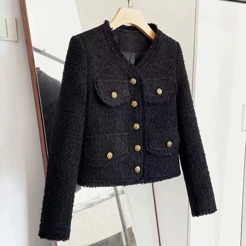 Осеннее шерстяное пальто, короткая куртка, стиль Chanel, высококачественный стиль, яркий запоминающийся стиль, французский стиль