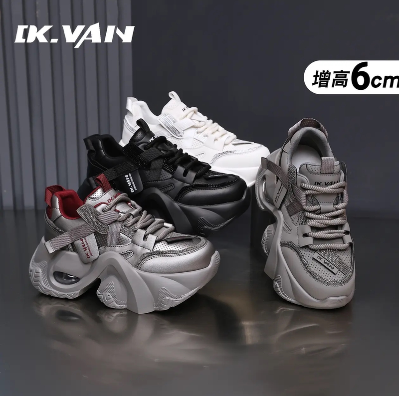 Dk.Van Height-Increasing 6cm Sneakers for Short People, Dad Shoes 026 Spring Style, Popular Women's Thick-Soled Sneakers, Daikewei