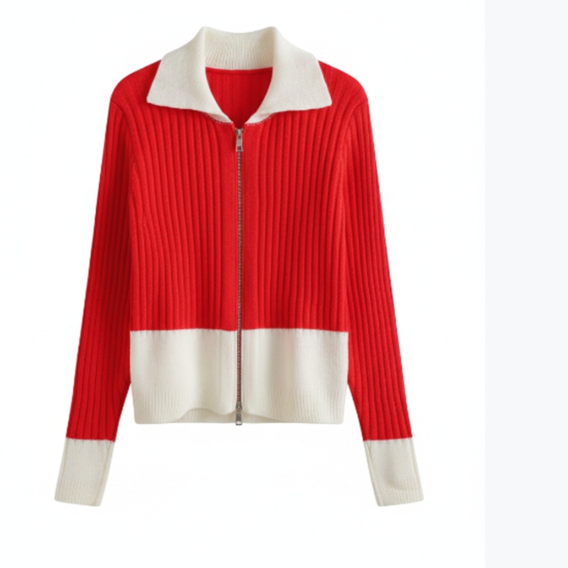 Authentic Winter Sweater That Makes You Look Fairer, Sweet and Slim-Fitting, Beautiful Color-Blocking, Thick Red Knit Cardigan, Women's Top, Red Jacket Authentic Winter Sweater That Makes You Look Fairer, Sweet and Slim-Fitting, Beautiful Color-Blocking, Thick Red Knit Cardigan, Women's Top, Red Jacket