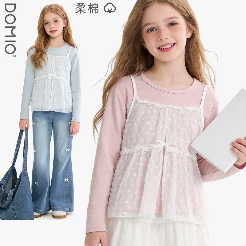 Girls' T-Shirt Long-Sleeve Spring and Autumn 2026 New Stylish Children's Base Shirt for Older Kids and Teenagers Girls' T-Shirt Long-Sleeve Spring and Autumn 2026 New Stylish Children's Base Shirt for Older Kids and Teenagers