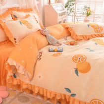 Premium High-end Bed Skirt Four Piece Cotton 100 Cotton High-grade Nordic Style Girls Four Seasons Universal Home