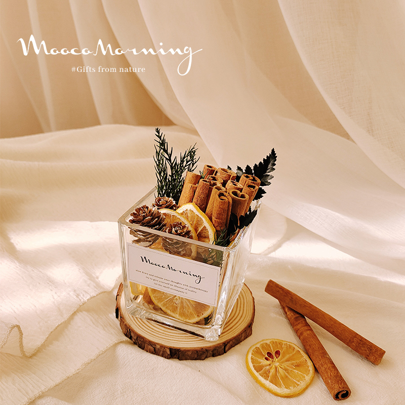 Cinnamon Aromatherapy Gift Box Flameless Diffuser Wooden Bedroom Decor Lemon Dried Flower Diffuser Home Indoor Gift for Girls Light Fragrance