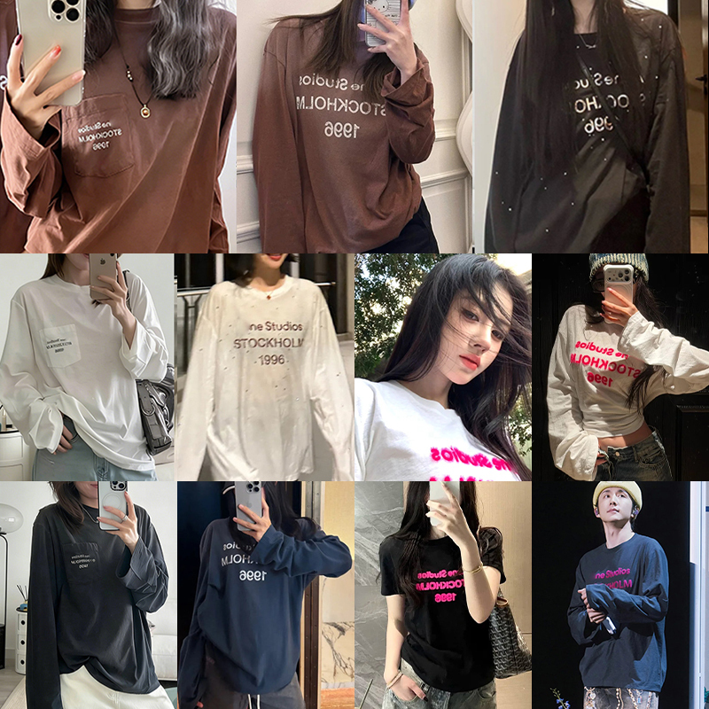 Lazy Ceiling Ac Limited Edition Spring/Summer Cotton Linen Distressed 1996 Print Pocket Rhinestone Sunscreen Unisex Long Sleeve T-Shirt Lazy Ceiling Ac Limited Edition Spring/Summer Cotton Linen Distressed 1996 Print Pocket Rhinestone Sunscreen Unisex Long Sleeve T-Shirt