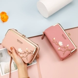 Модная сумка для телефона, бумажник, барсетка, небольшая сумка, изысканный стиль, с вышивкой, в цветочек