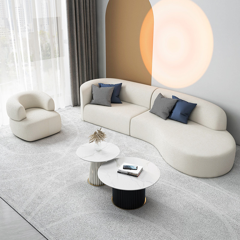 Netred irregular lamb sofa living room small household cream wind flower arc corner sofa beauty salon