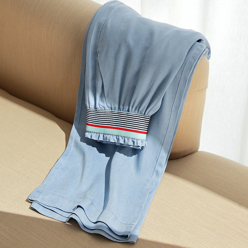 South Korea's new Skyline Jeans Wide Pants Woman Spring Autumn Slim loose with high waist and straight drum Sensation Ice Silk Tug Pants Tide