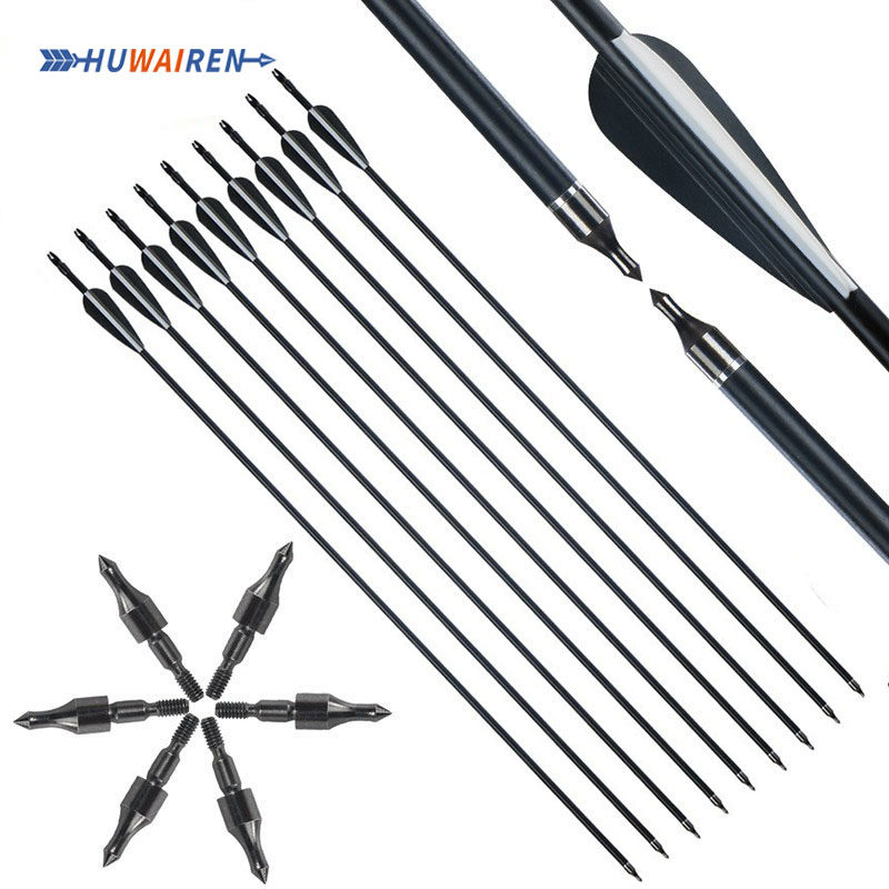 HUWAIREN Arrows Composite Anti-curved Arrows Filter Arrows Mixed Arrows Traditional Fiber Arrow Carbon Practice Arrow