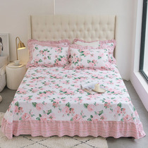 Pure cotton sheet Single piece 100 All cotton field Princess lace by single 1 5 1 8 m 2 Double pink spring and autumn