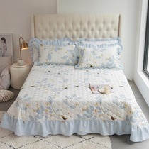 Korean Version Clip Cotton Bed Cover Three Sets Thickened Clips Cotton Edge Linen Four Seasons Universal Pure Cotton All-cotton Single Piece Non-slip Female