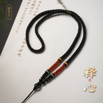 Black Manau jade pendant hanging rope for men and women handwoven pendant rope upscale full bead chain necklace rope sweater chain