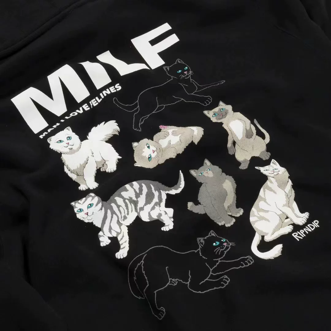 Американский модный бренд RIPNDIP маленькая сука кот средний палец кот мужчина любит кошек мужчина любит кота худи