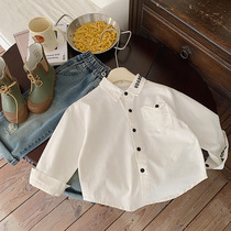 Balabala childrens Korean shirt 2024 childrens clothing boys versatile long-sleeved shirt baby casual cotton top