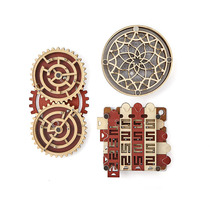 Floral Maze Wood Puzzle Grade Difficulty Maze Children Adult Declassified High IQ Burning Brain Puzzle Toys