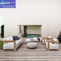 Outdoor sofa anti-corrosion teak outdoor sunroom terracegarden solid wooden leisure chair furniture