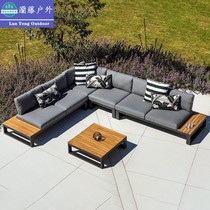 Outdoor Patio Casual Teak Wood Rattan Sofa Outdoor Garden Balcony Villa Waterproof Embalming Solid Wood style board Composition