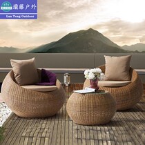 Outdoor Sofa Cane chair Three sets Balcony Combined Patio Villa Yang Light House Rattan table and chairs open-air sunscreen furniture