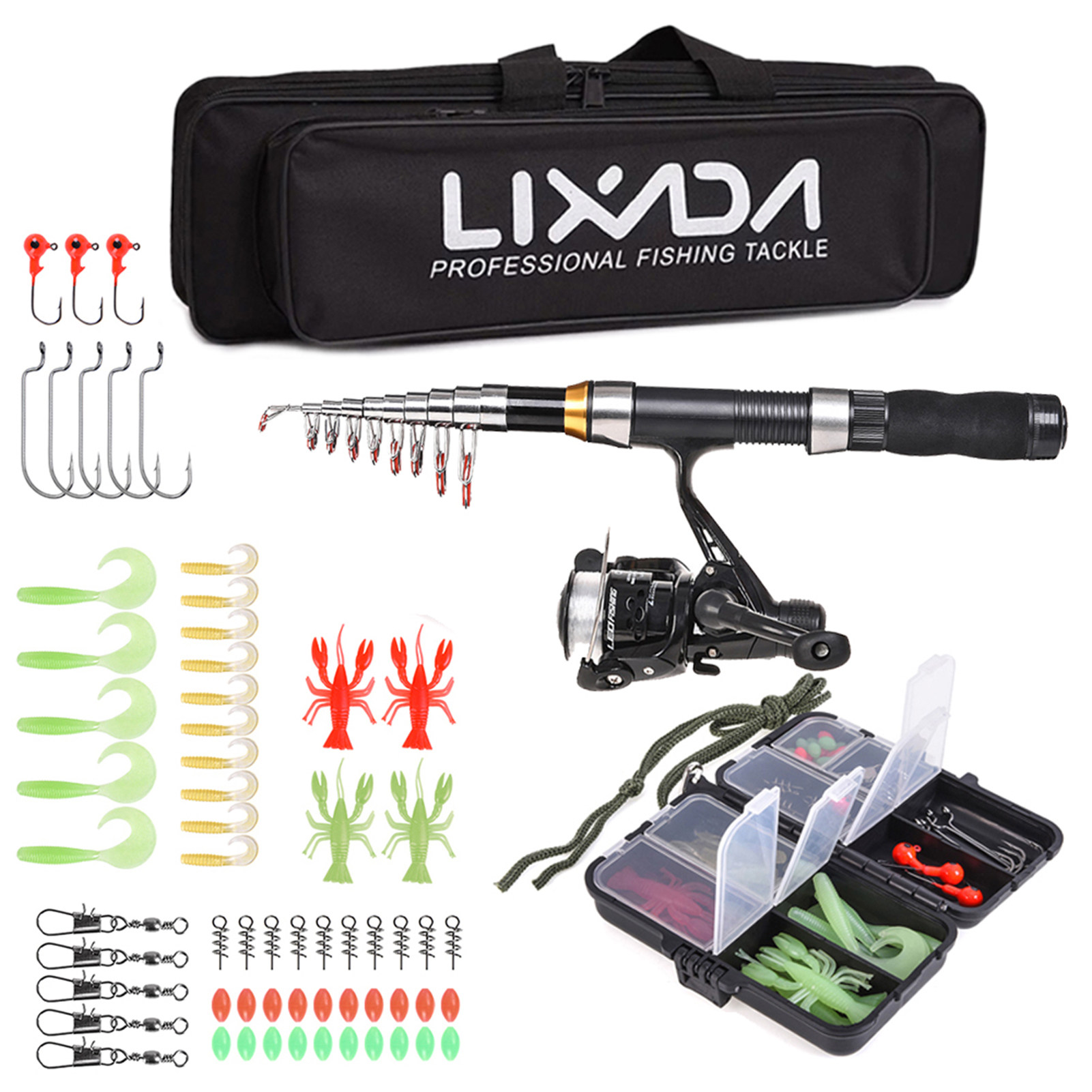 Море удочкой lixada fishing rod reel combo full kit 2.1m/2.3m telescopic
