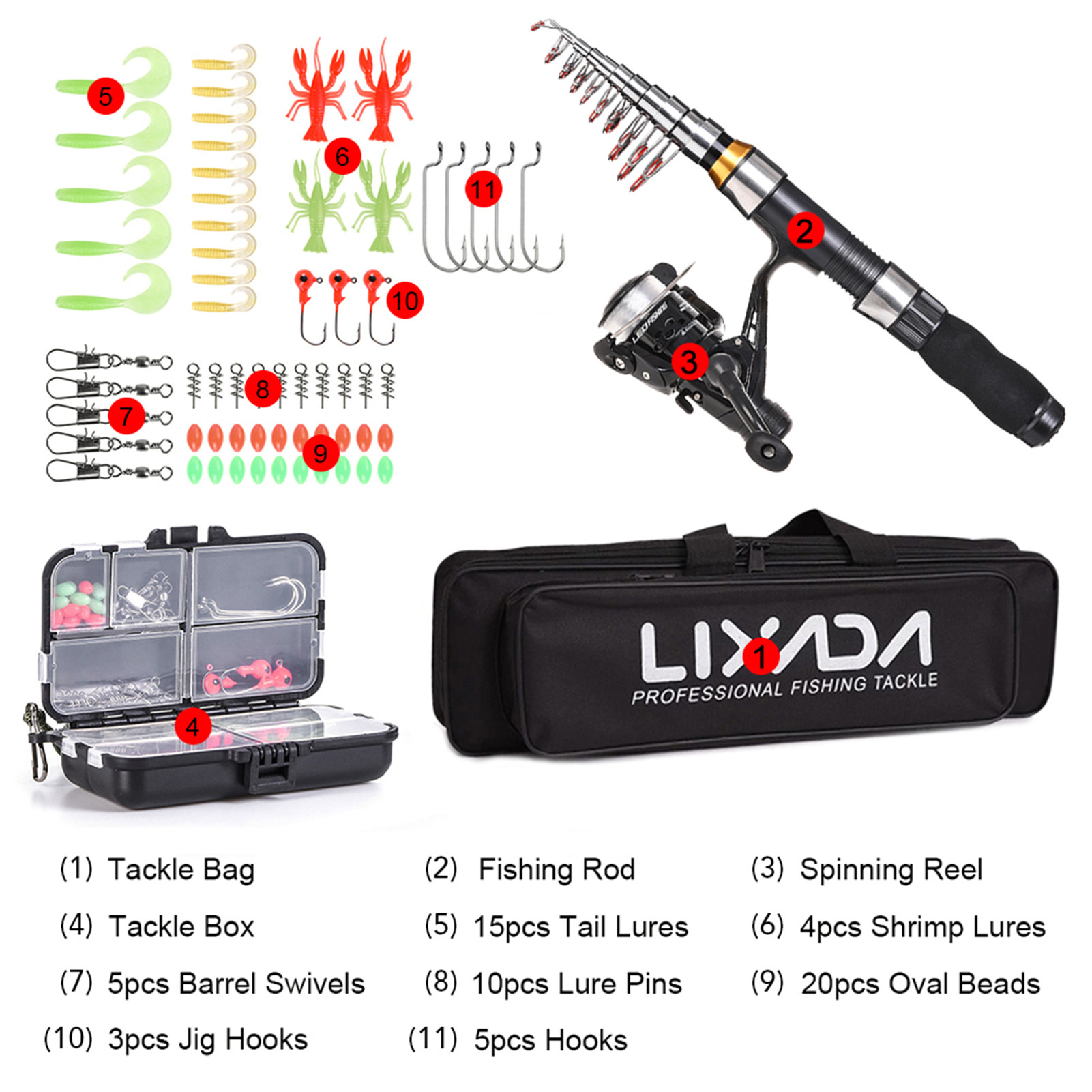 Море удочкой lixada fishing rod reel combo full kit 2.1m/2.3m telescopic