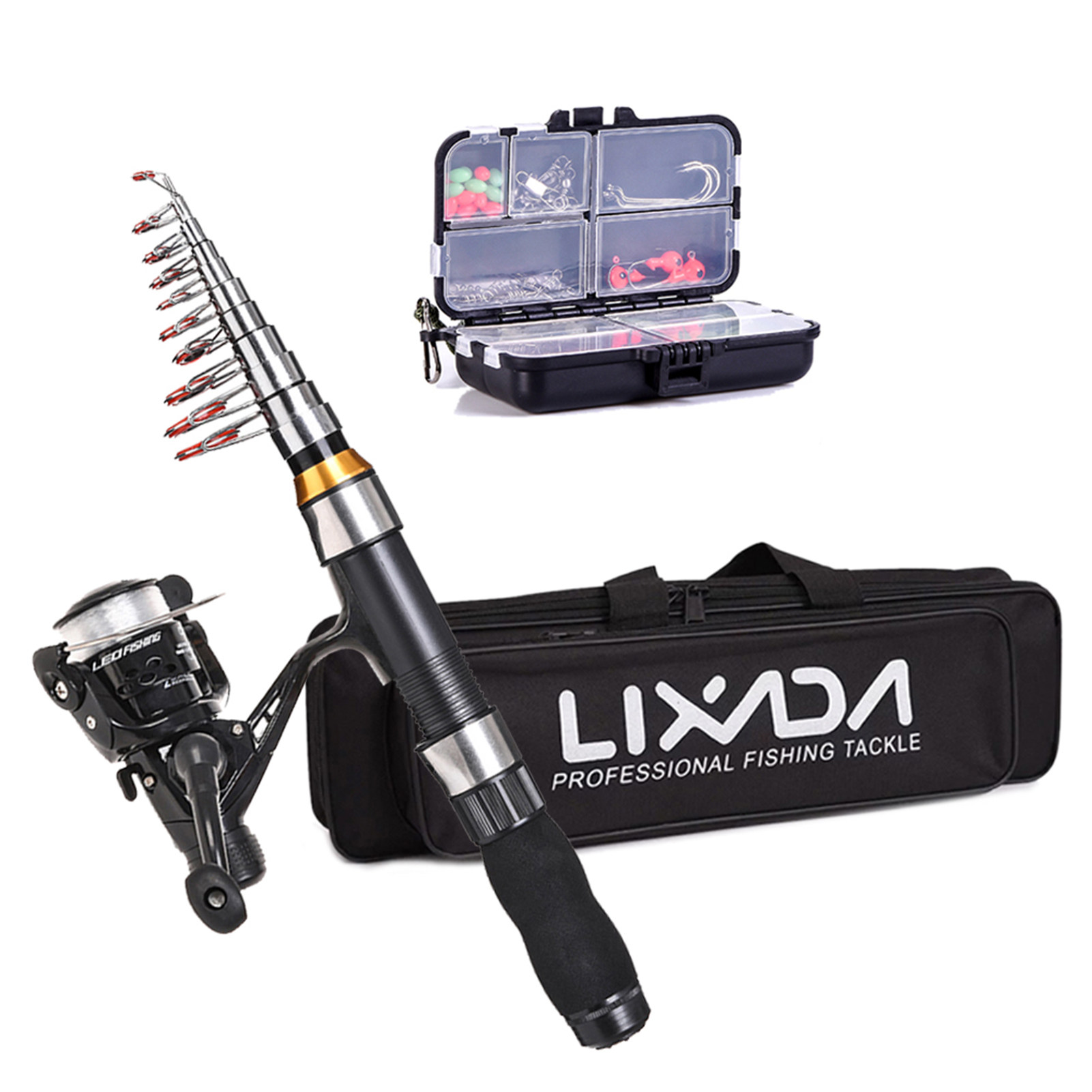 Море удочкой lixada fishing rod reel combo full kit 2.1m/2.3m telescopic