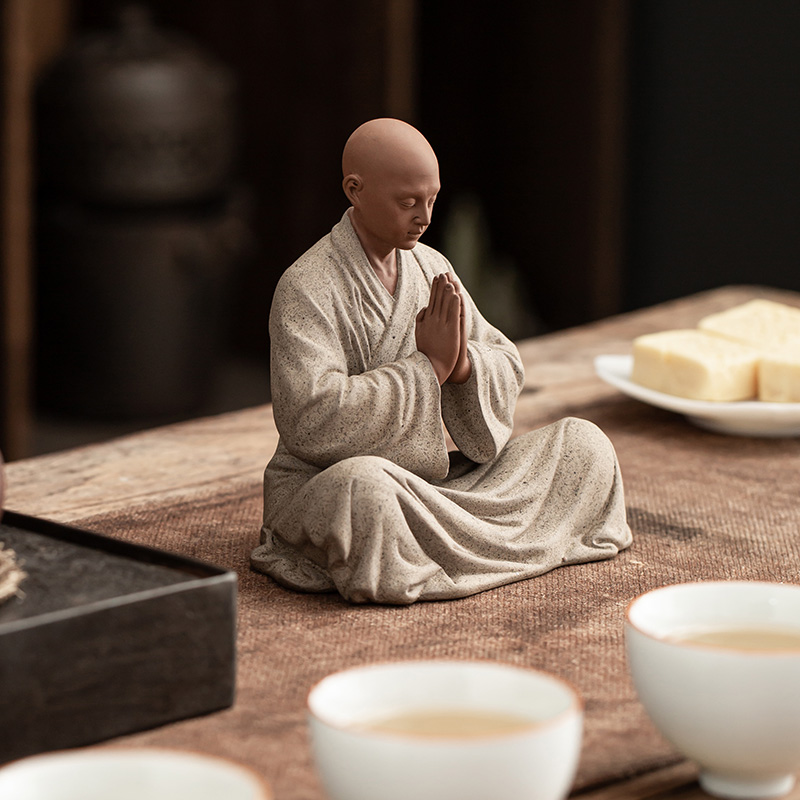 Zisha New Chinese Zen Tea Pet Tea Playing Little Monk Shami Character Ceramic Tea Table Tea Table Tea Playing Tea Tray Ornament