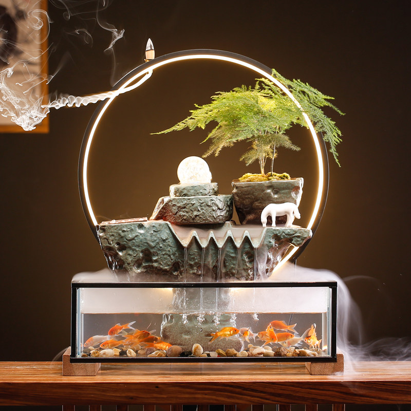 New creative ultra-white glass landscaping ecological fish tank living room small mini office desktop small fish tank home