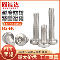 304 stainless steel round head Neplum screw disc head burglar-proof belt column screw anti-tear bolt M3M4M5M6M8