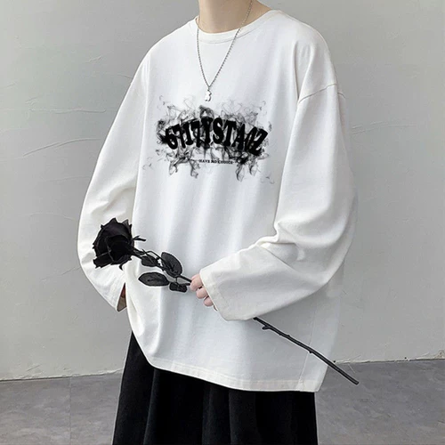 Tide, осенняя хлопковая утепленный лонгслив, базовая приятная телу толстовка, осенний, свободный крой