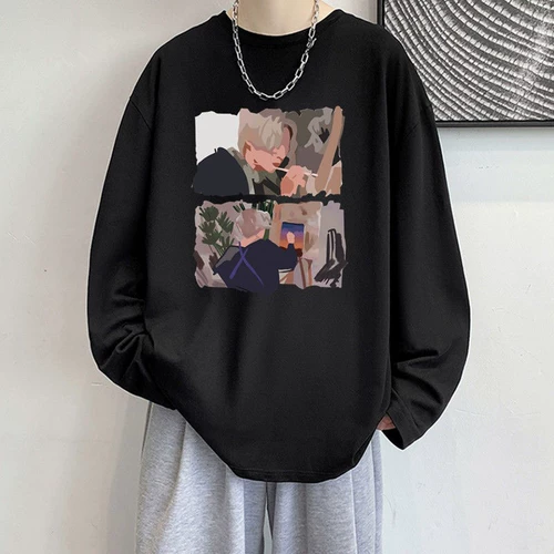 Tide, осенняя хлопковая утепленный лонгслив, базовая приятная телу толстовка, осенний, свободный крой