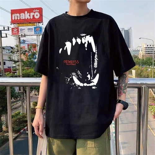 Хлопковая летняя брендовая трендовая футболка с коротким рукавом для влюбленных для отдыха, в американском стиле