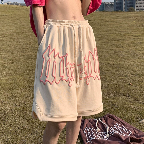 Tide, ретро летние шорты, спортивные штаны, повседневные брюки, в американском стиле, на шнурках, свободный крой