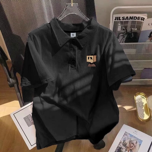 Tide, футболка polo, рубашка для отдыха, в американском стиле, короткий рукав, оверсайз