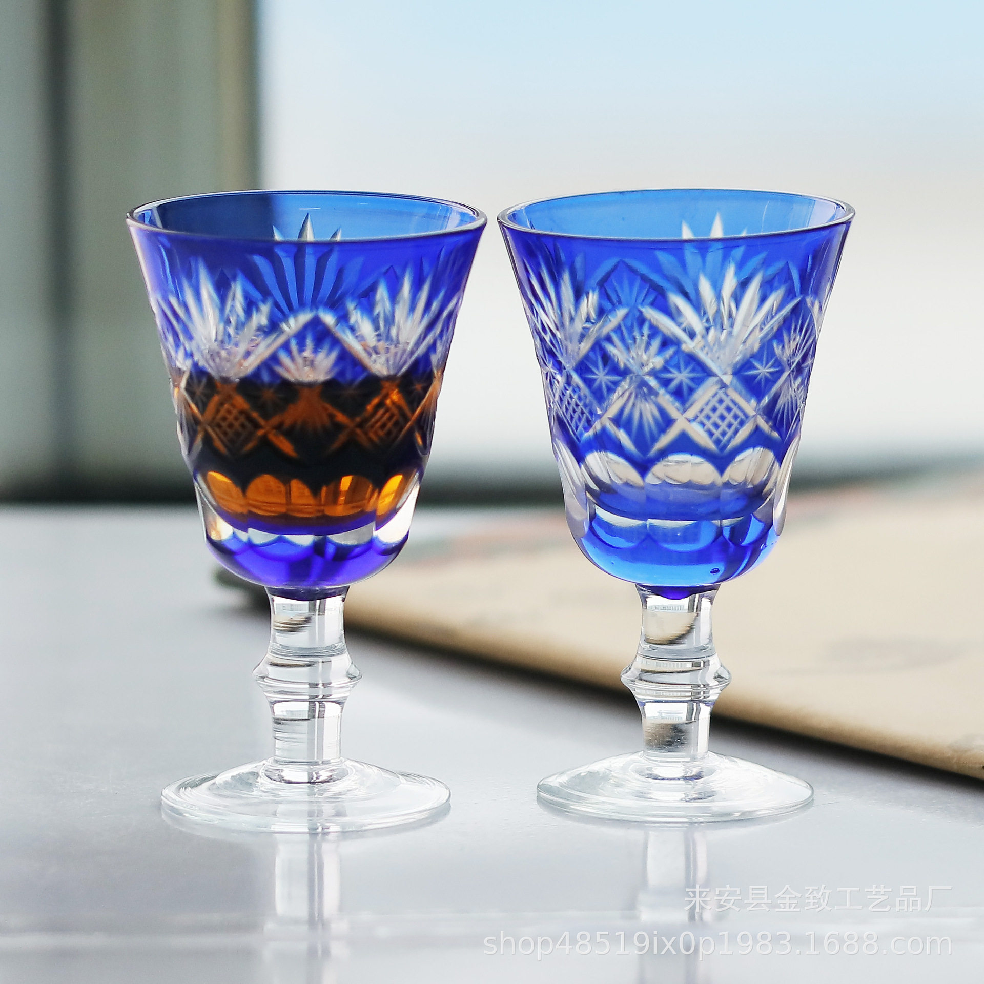 江戸切子 島津薩摩切子 脚付杯（切子 - 薩摩切子 ㈱島津興業 – 薩摩