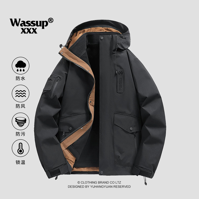 2026 Outdoor Windproof and Waterproof Jacket, Three-In-One Hooded Jacket for Men and Women, Autumn and Winter down Jacket with Inner Layer for Skiing 2026 Outdoor Windproof and Waterproof Jacket, Three-In-One Hooded Jacket for Men and Women, Autumn and Winter down Jacket with Inner Layer for Skiing