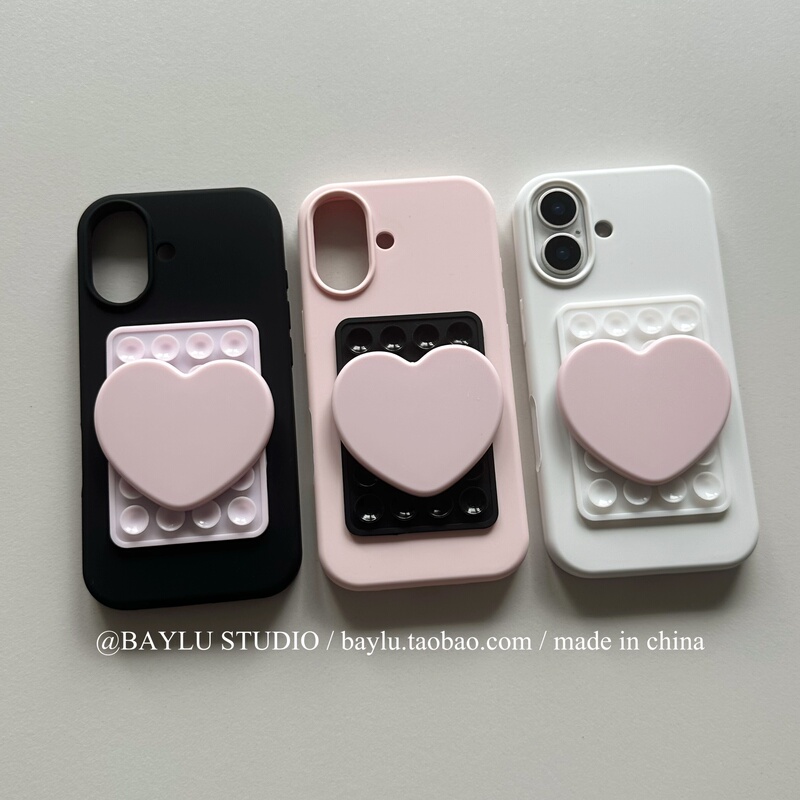 Baylu Studio Korean-Style Ins Simple Color-Blocking Suction Cup Mirror Phone Case Suitable for iPhone 18 Pro Max, Apple 17 Pro Max, New 16 Pro Liquid Silicone Case, 15 Protective Cover, 14