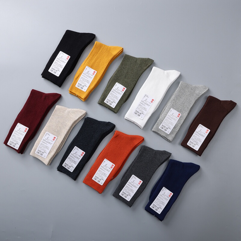【5 Pairs Set】 Autumn and Winter Long Socks for Men and Women, Sports, Casual, Trendy, Business, Pure Cotton, Black and White, Mid-High Socks