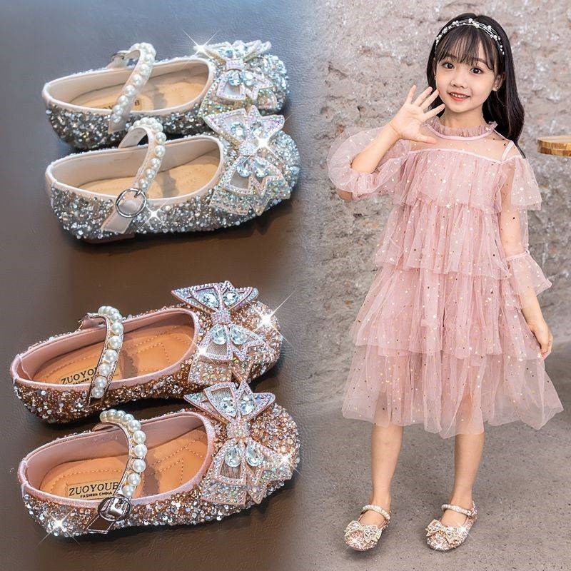 Girls princess shoes children's princess shoes girls with dress crystal shoes spring 2022 new sandals summer