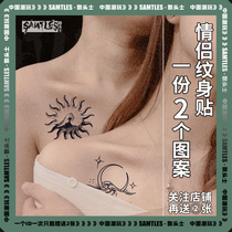 Day Month lovers tattooed with male waterproof female persistent grass Ben semi-permanent High sense collarbone sexy-ins wind