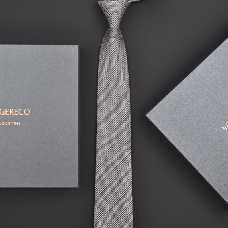 Volgereco Men's Casual Business Tie Gift Box High-End Young Formal Wear Narrow Light Luxury Brand Wedding 7cm