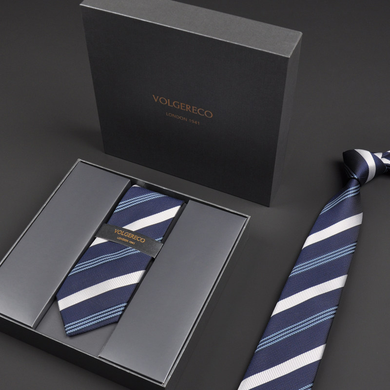 British Vg Men's Casual Business Tie, High-End Formal Wear, Narrow Lazy Style, Big Brand Striped Wedding Zipper Type 7cm