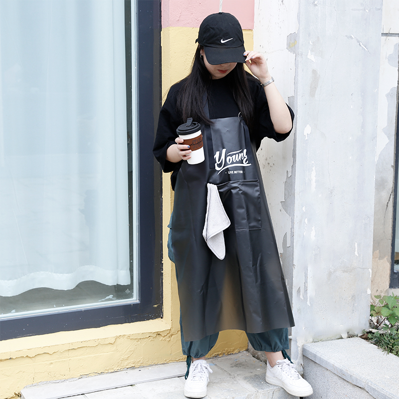 Trendy TPU waterproof apron female fashion pet shop coffee shop work home kitchen aquatic clothing wash-free coverall