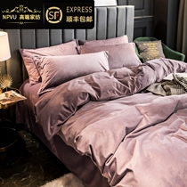 Four sets of winter coral suede minimalist pure color bed linen bed upper supplies baby suede double sided flange thickened warm
