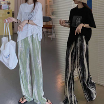 Pregnant woman pants tennis red fashion thin outside wearing wide leg pants pregnant woman summer clothing T-shirt Korean version 100 plexant drag pants