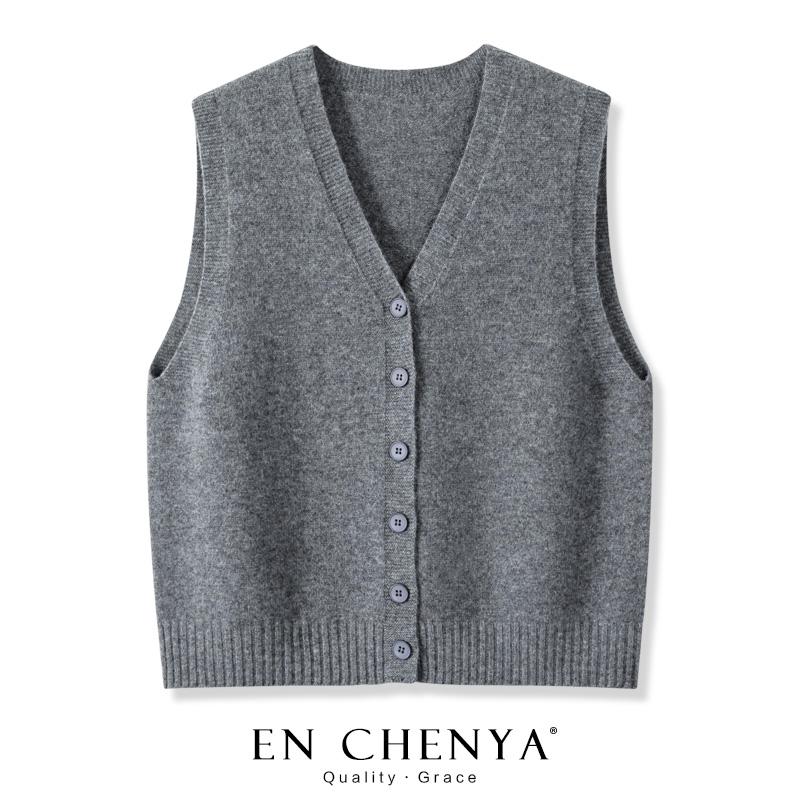 純毛ベストニットベストレディースカーディガン2025新作ゆったりアウターオールマッチ無地Vネックセーターウエストコート